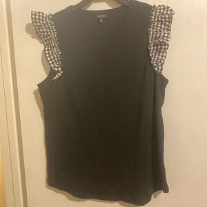 Who What Wear Black Ruffled Sleeveless Tank Top